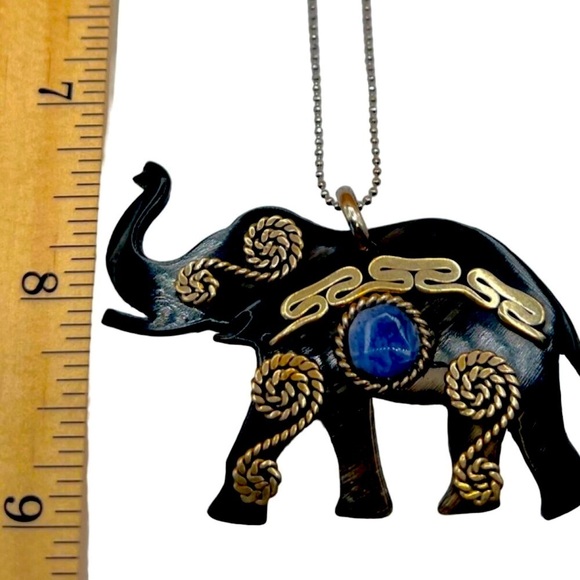Origami Owl Elephant Pendant Necklace With Blue Stone & Silver Details.   B47 - Picture 9 of 10